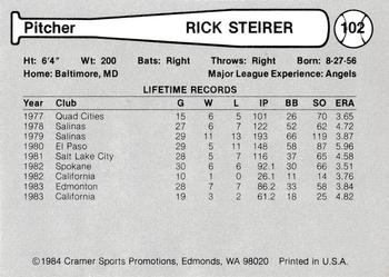 1984 Cramer Edmonton Trappers #102 Rick Steirer Back