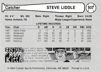 1984 Cramer Edmonton Trappers #107 Steve Liddle Back