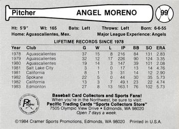 1984 Cramer Edmonton Trappers #99 Angel Moreno Back