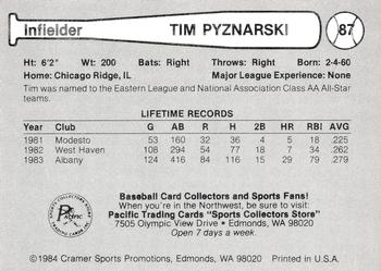 1984 Cramer Tacoma Tigers #87 Tim Pyznarski Back