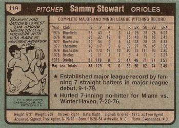 1980 Topps #119 Sammy Stewart Back