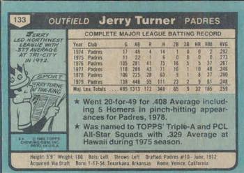 1980 Topps #133 Jerry Turner Back