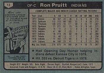 1980 Topps #13 Ron Pruitt Back