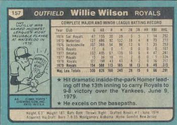 1980 Topps #157 Willie Wilson Back