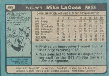 1980 Topps #199 Mike LaCoss Back