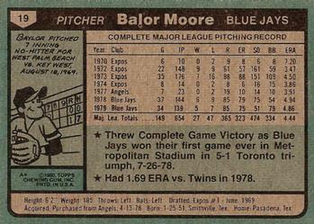 1980 Topps #19 Balor Moore Back