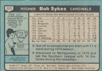 1980 Topps #223 Bob Sykes Back