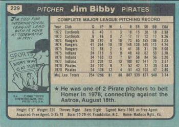 1980 Topps #229 Jim Bibby Back