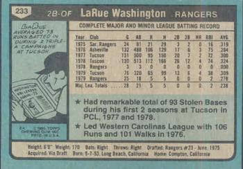 1980 Topps #233 LaRue Washington Back