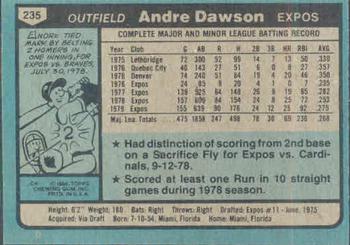 1980 Topps #235 Andre Dawson Back