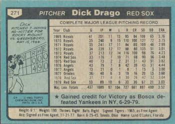 1980 Topps #271 Dick Drago Back
