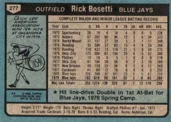 1980 Topps #277 Rick Bosetti Back