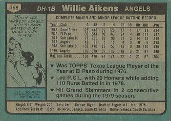 1980 Topps #368 Willie Aikens Back