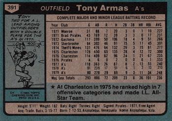1980 Topps #391 Tony Armas Back
