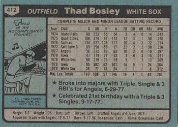 1980 Topps #412 Thad Bosley Back