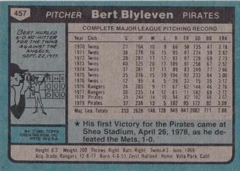 1980 Topps #457 Bert Blyleven Back