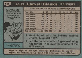 1980 Topps #656 Larvell Blanks Back