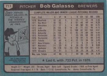 1980 Topps #711 Bob Galasso Back