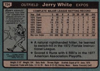 1980 Topps #724 Jerry White Back