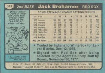 1980 Topps #349 Jack Brohamer Back