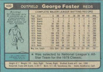1980 Topps #400 George Foster Back