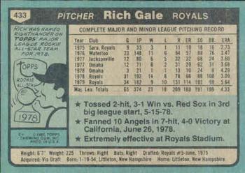 1980 Topps #433 Rich Gale Back
