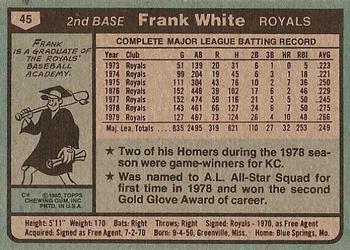 1980 Topps #45 Frank White Back