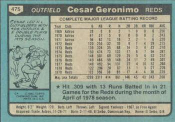 1980 Topps #475 Cesar Geronimo Back