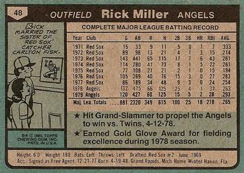 1980 Topps #48 Rick Miller Back