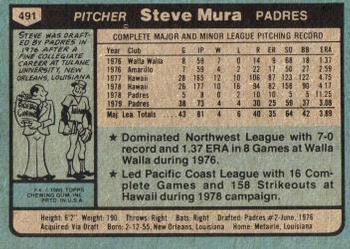 1980 Topps #491 Steve Mura Back
