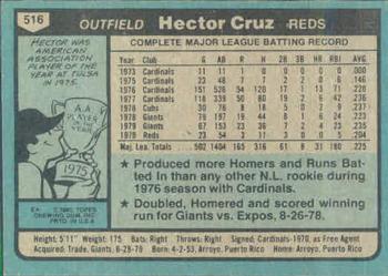 1980 Topps #516 Hector Cruz Back