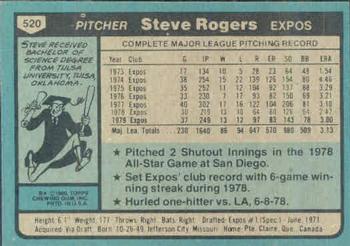 1980 Topps #520 Steve Rogers Back