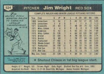 1980 Topps #524 Jim Wright Back