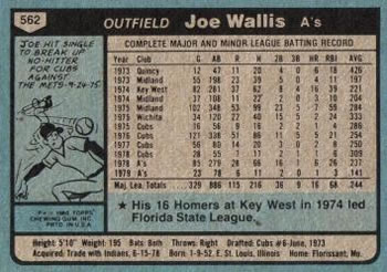 1980 Topps #562 Joe Wallis Back