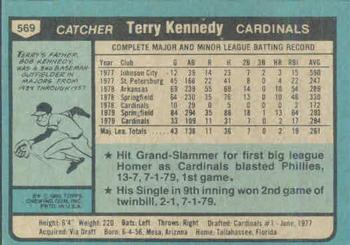 1980 Topps #569 Terry Kennedy Back