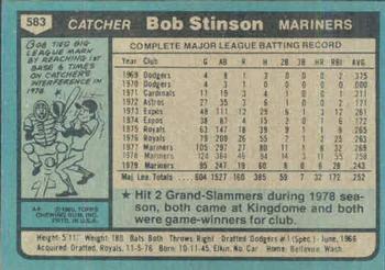 1980 Topps #583 Bob Stinson Back