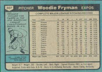 1980 Topps #607 Woodie Fryman Back