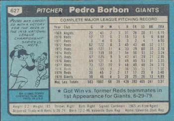 1980 Topps #627 Pedro Borbon Back