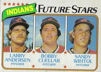 1980 Topps #665 Indians Future Stars (Larry Andersen / Bobby Cuellar / Sandy Wihtol) Front