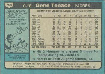 1980 Topps #704 Gene Tenace Back