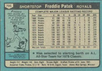 1980 Topps #705 Freddie Patek Back