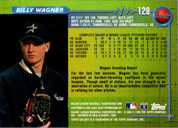 1996 Topps Gallery #128 Billy Wagner Back