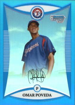 2008 Bowman - Chrome Prospects Blue Refractors #BCP92 Omar Poveda Front