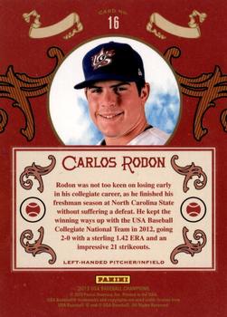 2013 Panini USA Baseball Champions - Diamond Kings #16 Carlos Rodon Back