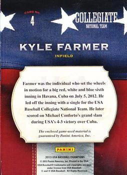 2013 Panini USA Baseball Champions - Game Gear Bats #4 Kyle Farmer Back