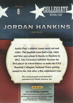 2013 Panini USA Baseball Champions - Game Gear Bats #8 Jordan Hankins Back