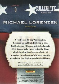 2013 Panini USA Baseball Champions - Game Gear Bats #9 Michael Lorenzen Back