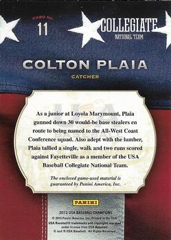 2013 Panini USA Baseball Champions - Game Gear Bats #11 Colton Plaia Back