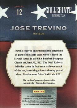 2013 Panini USA Baseball Champions - Game Gear Bats #12 Jose Trevino Back