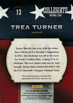 2013 Panini USA Baseball Champions - Game Gear Bats #13 Trea Turner Back